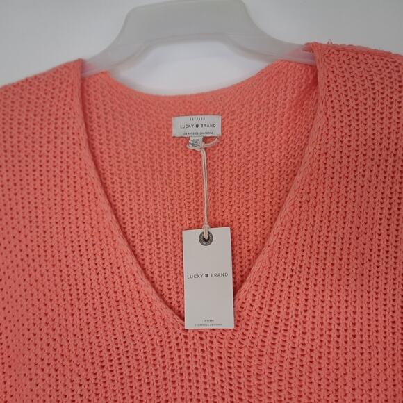 Lucky Brand light orange knitted V-neck sweater size Large NWT - Picture 8 of 10